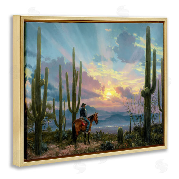 Stupell Industries Jack Sorenson | Western Cowboy With Tall Cacti