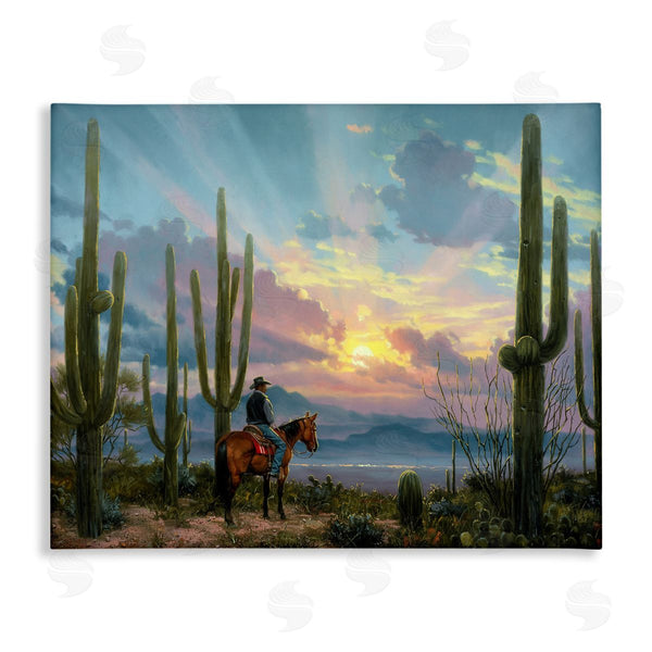 stupell industries Jack Sorenson | Western Cowboy with Tall Cacti