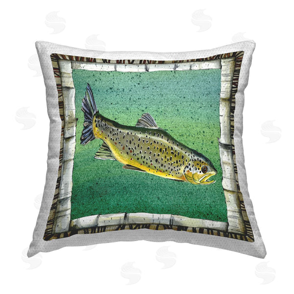 Stupell Industries Jacki Frerichs | Birch Border Trout Printed Throw Pillow
