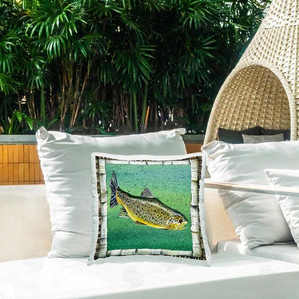 Stupell Industries Jacki Frerichs | Birch Border Trout Printed Throw Pillow