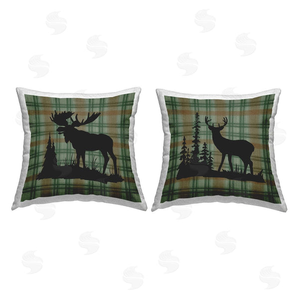 Stupell Industries Jacki Frerichs | Forest Animals On Tartan Printed Throw Pillow Set