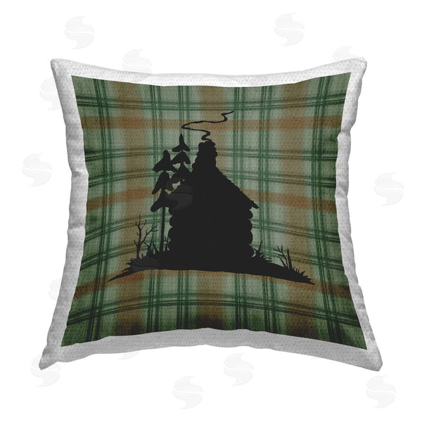 Stupell Industries Jacki Frerichs | Green Plaid Cabin Printed Throw Pillow