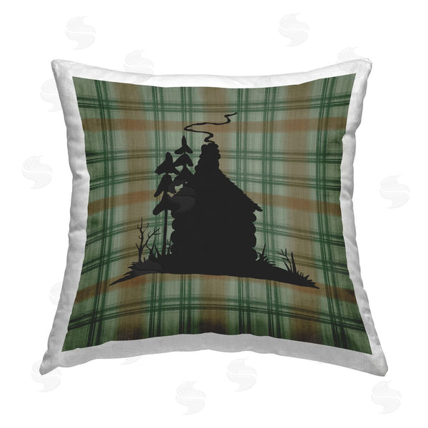 stupell industries Jacki Frerichs | Green Plaid Cabin Printed Throw Pillow