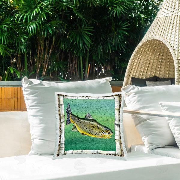 Stupell Industries Jacki Frerichs | Rustic Trout Fish Printed Throw Pillow