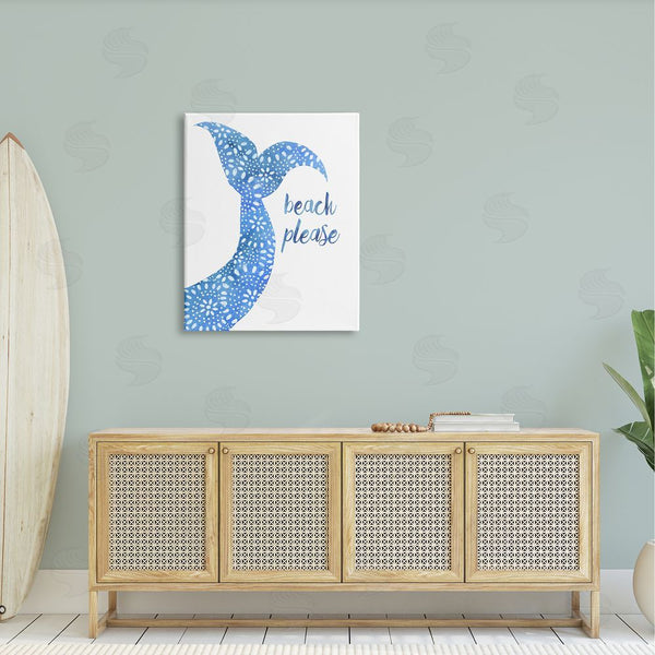 Stupell Industries Jackie Decker | Beach Please Blue Mermaid Tail Mandala Pattern Wall Art