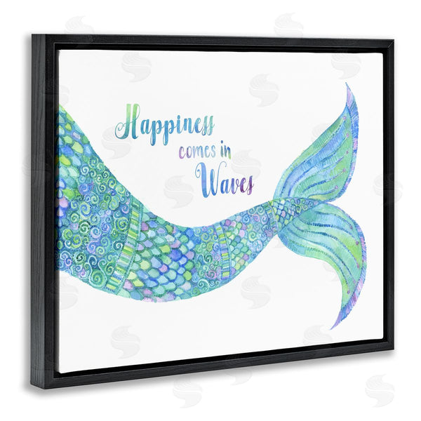 Stupell Industries Jackie Decker | Happiness Comes In Waves Detailed Mermaid Tail Sentiment Wall Art