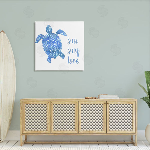 Stupell Industries Jackie Decker | Patterned Blue Sea Turtle Beach Phrase Calligraphy Wall Art