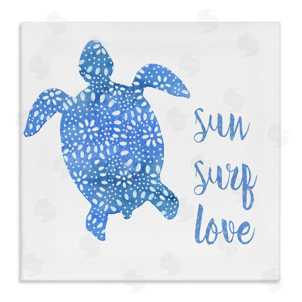stupell industries Jackie Decker | Patterned Blue Sea Turtle Beach Phrase Calligraphy Wall Art