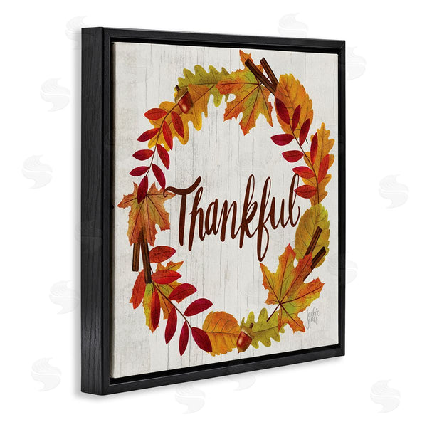 Stupell Industries Jackie Quigley | Autumn Tree Leaf Wreath Thankful Sentiment Home Sign Wall Art