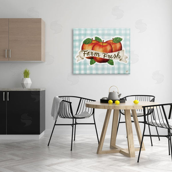 Stupell Industries Jackie Quigley | Farm Fresh Red Apples Over Blue Farm Plaid Wall Art