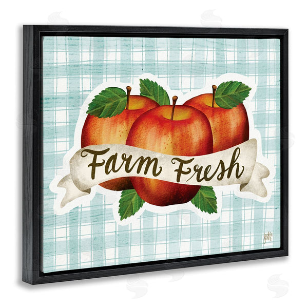 Stupell Industries Jackie Quigley | Farm Fresh Red Apples Over Blue Farm Plaid Wall Art