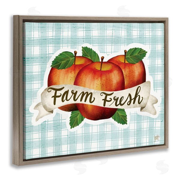 Stupell Industries Jackie Quigley | Farm Fresh Red Apples Over Blue Farm Plaid Wall Art