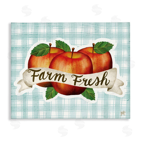 stupell industries Jackie Quigley | Farm Fresh Red Apples over Blue Farm Plaid Wall Art