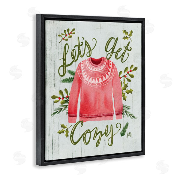 Stupell Industries Jackie Quigley | Let's Get Cozy Holly Plants Pink Winter Sweater Wall Art