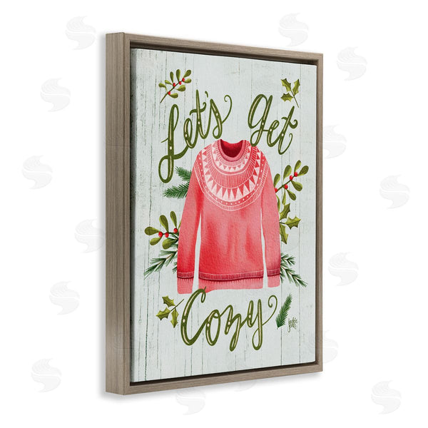 Stupell Industries Jackie Quigley | Let's Get Cozy Holly Plants Pink Winter Sweater Wall Art