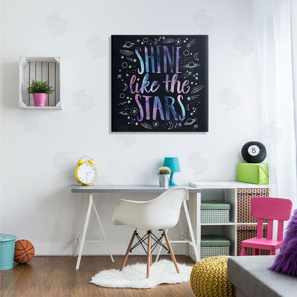 Stupell Industries Jackie Quigley | Shine Like Stars Phrase Cosmic Typography Constellation Sketch Wall Art