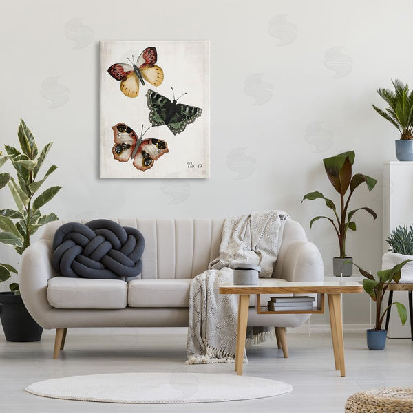 Stupell Industries Jackie Quigley | Trio Of Butterflies Farmhouse Patterned Wings Charming Insects Wall Art