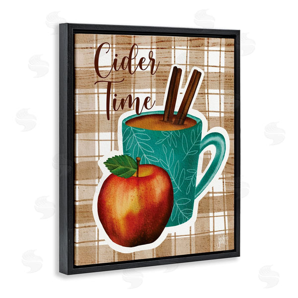 Stupell Industries Jackie Quigley | Warm Apple Cider Time Beverage Brown Farm Plaid Wall Art