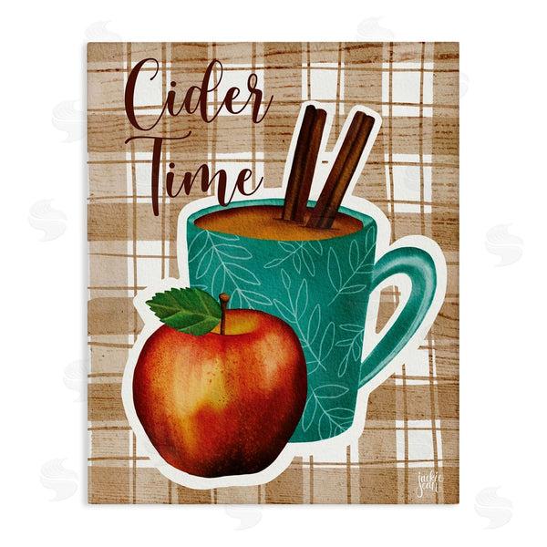 stupell industries Jackie Quigley | Warm Apple Cider Time Beverage Brown Farm Plaid Wall Art