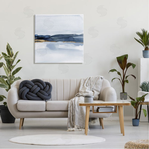 Stupell Industries Jacob Green | Abstract Blue Distant Landscape Smooth Glam Detail Wall Art