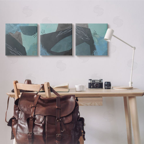 Stupell Industries Jacob Green | Abstract Coastal Rocks Expressive Blue Grey Wall Art