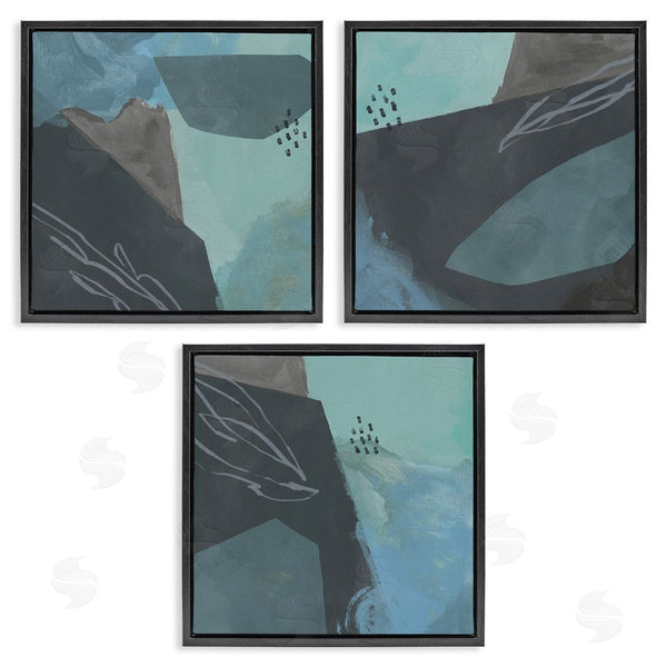 Stupell Industries Jacob Green | Abstract Coastal Rocks Expressive Blue Grey Wall Art