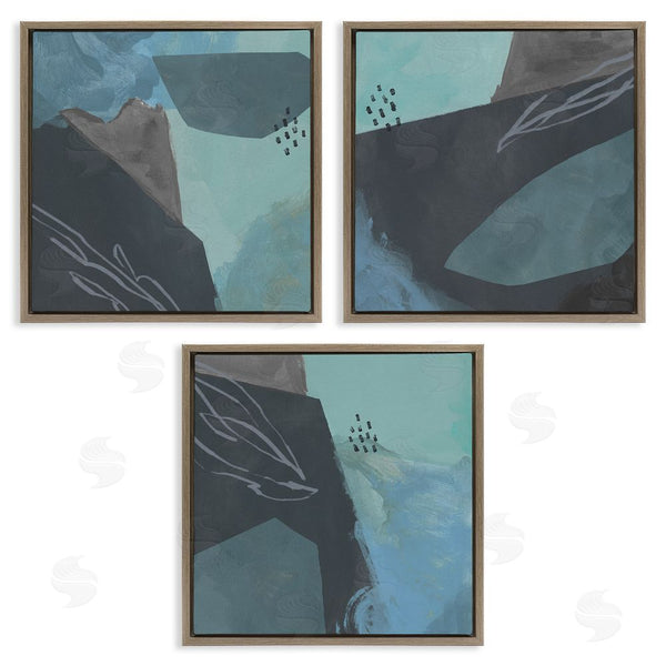 Stupell Industries Jacob Green | Abstract Coastal Rocks Expressive Blue Grey Wall Art