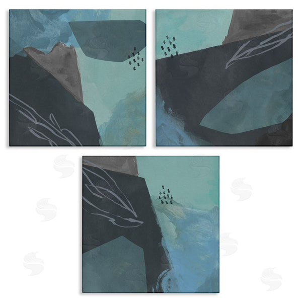 stupell industries Jacob Green | Abstract Coastal Rocks Expressive Blue Grey Wall Art