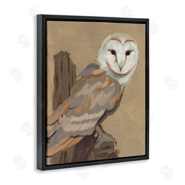 Stupell Industries Jacob Green | Barn Owl Bird Perched Gazing Wildlife Animal Painting Wall Art