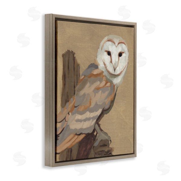 Stupell Industries Jacob Green | Barn Owl Bird Perched Gazing Wildlife Animal Painting Wall Art