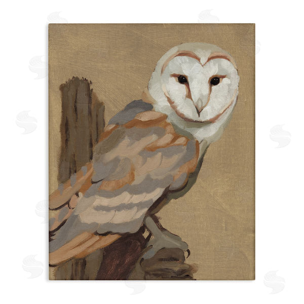 stupell industries Jacob Green | Barn Owl Bird Perched Gazing Wildlife Animal Painting Wall Art