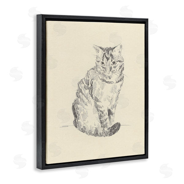 Stupell Industries Jacob Green | House Cat Pet Portrait Pencil Sketch Traditional Illustration Wall Art