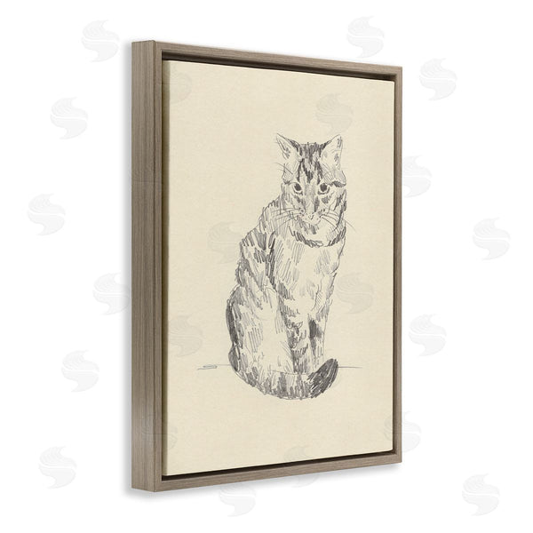 Stupell Industries Jacob Green | House Cat Pet Portrait Pencil Sketch Traditional Illustration Wall Art