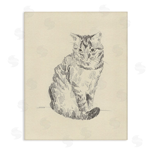 stupell industries Jacob Green | House Cat Pet Portrait Pencil Sketch Traditional Illustration Wall Art