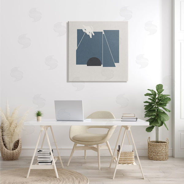 Stupell Industries Jacob Green | Modern Shape Collage Minimal Blue Geometric Abstraction Wall Art