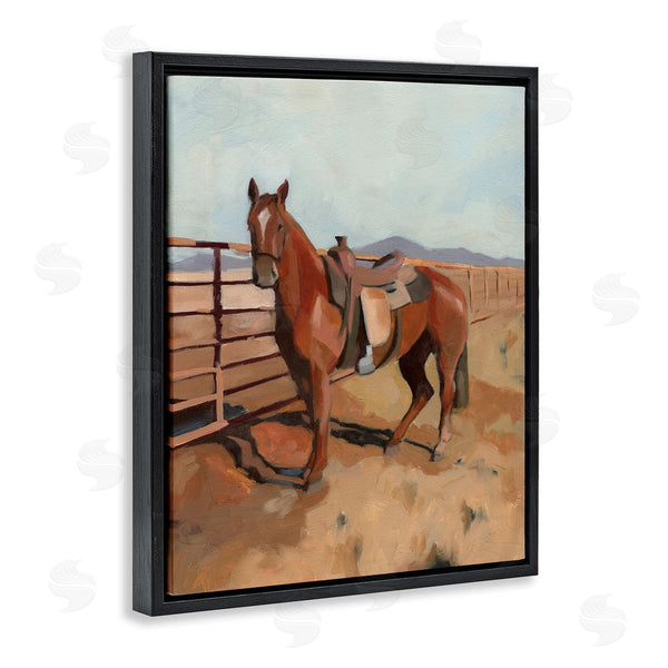 Stupell Industries Jacob Green | Riding Horse Southwestern Farm Field Mountainside Fence Wall Art