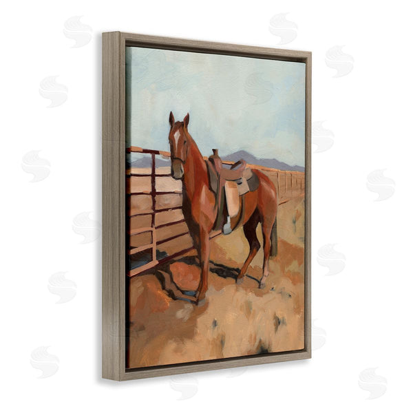 Stupell Industries Jacob Green | Riding Horse Southwestern Farm Field Mountainside Fence Wall Art