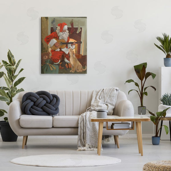Stupell Industries Jacob Green | Santa Clause Playing Guitar Christmas Family Dog Singing Wall Art