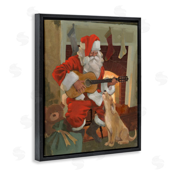 Stupell Industries Jacob Green | Santa Clause Playing Guitar Christmas Family Dog Singing Wall Art