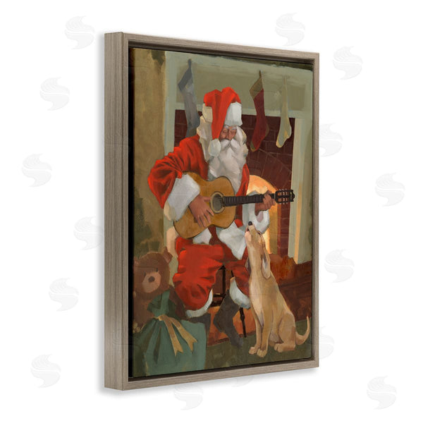 Stupell Industries Jacob Green | Santa Clause Playing Guitar Christmas Family Dog Singing Wall Art
