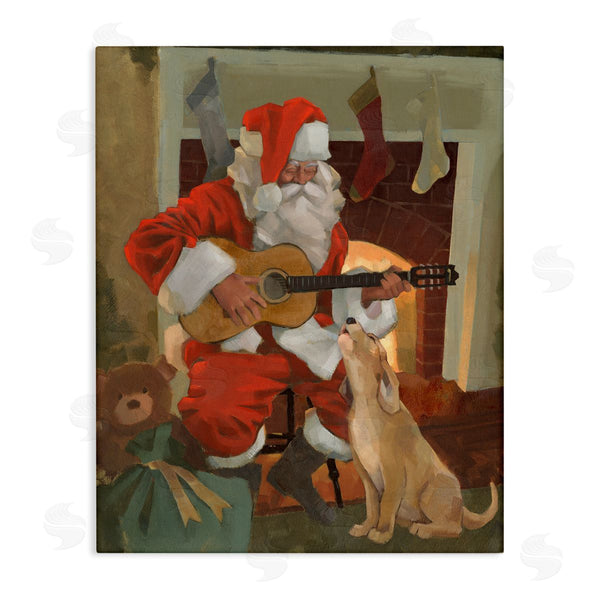 stupell industries Jacob Green | Santa Clause Playing Guitar Christmas Family Dog Singing Wall Art