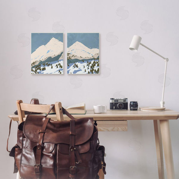 Stupell Industries Jacob Green | Snowy Mountain Calming Blue Peaks Wall Art