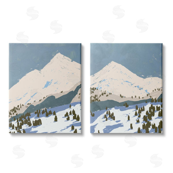stupell industries Jacob Green | Snowy Mountain Calming Blue Peaks Wall Art