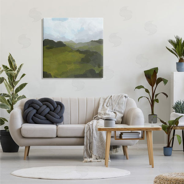 Stupell Industries Jacob Green | Thick Green Meadow Landscape Cloudy Hazy Sky Wall Art
