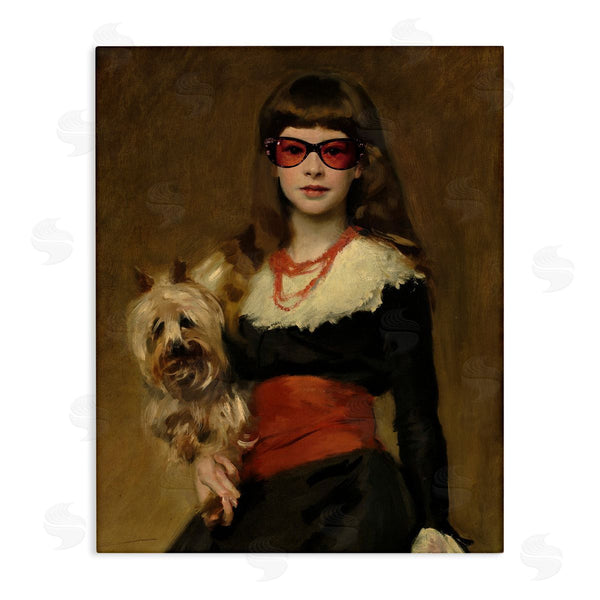 stupell industries Jacob Green | Traditional Female Portrait Modernized Puppy Glam Sunglasses Wall Art