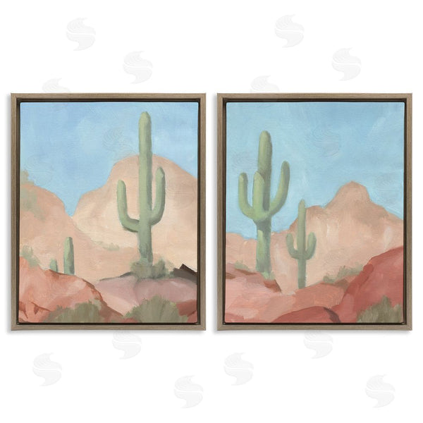 Stupell Industries Jacob Green | Warm Sunny Desert Cactus Western Landscape Wall Art