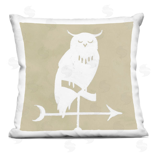 stupell industries Jacob Green | Wise Owl Silhouette Compass Weathervane Printed Throw Pillow