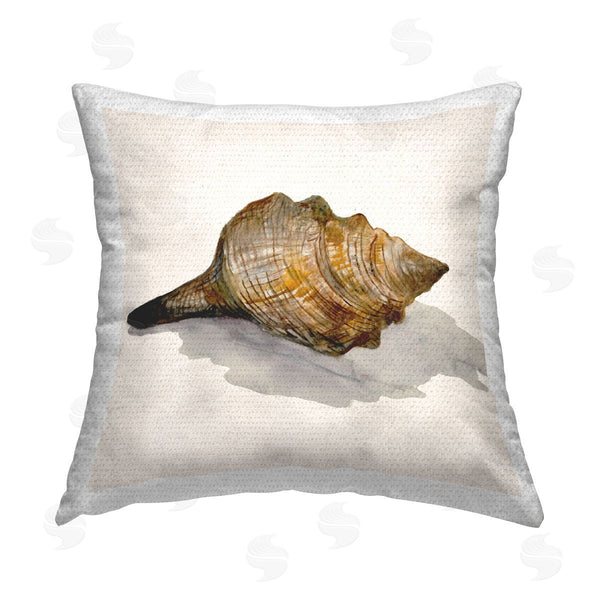 Stupell Industries Jacob Q | Conch Shell On Beige Printed Throw Pillow