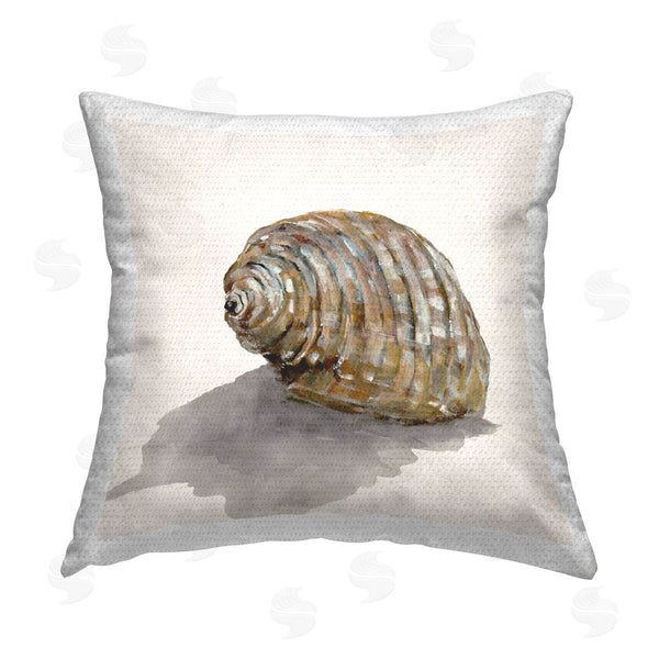 Stupell Industries Jacob Q | Curved Seashell On Beige Printed Throw Pillow