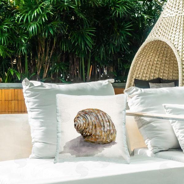 Stupell Industries Jacob Q | Curved Seashell On Beige Printed Throw Pillow